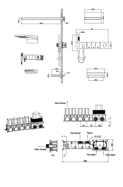 Душевой комплект со смесителем Boheme Zodiac 132-2-CB брашированная бронза