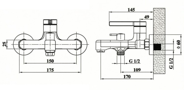 Смеситель для ванны и душа Esko Сочи SC54GM gun metal