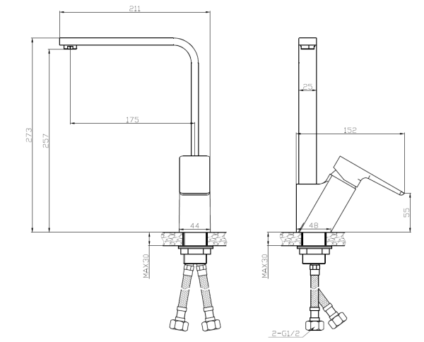 Смеситель для кухонной мойки Esko Samara SMR519 хром глянцевый
