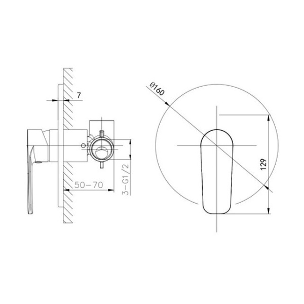Встраиваемый смеситель для душа Caprigo Atlantic 51-050-crm хром встраиваемый