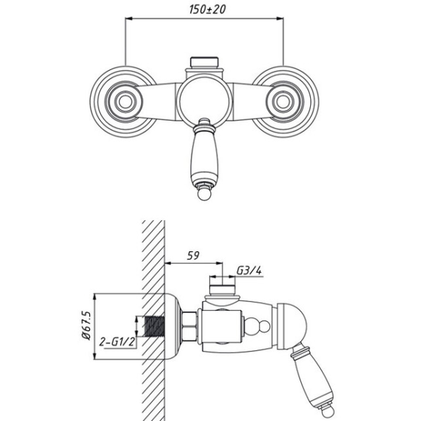Смеситель для душа Caprigo Adria-Uno 02-517-vot бронза