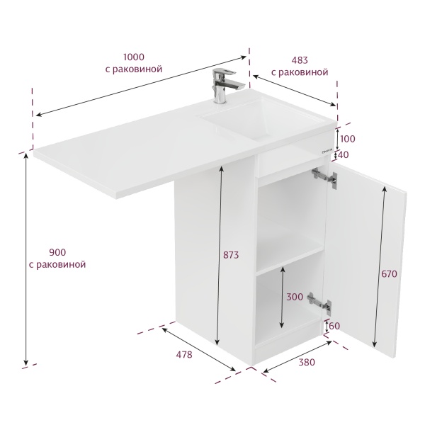Тумба под стиральную машину Onika Милтон Нова 103803 40 см белая напольная (раковина Марсал 100)