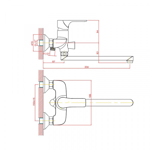 Смеситель для ванны Haiba CN22172 хром