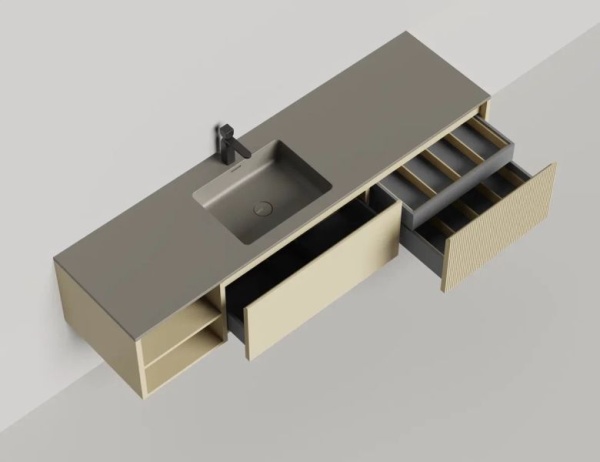 Тумба с раковиной Salini Domino 180 см 27D118ONA окрашивание по RAL эмаль Onda Plus