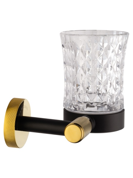 Стакан для зубных щеток Wonzon & Woghand Majestic WW-9221 черный с золотом глянцевый с держателем