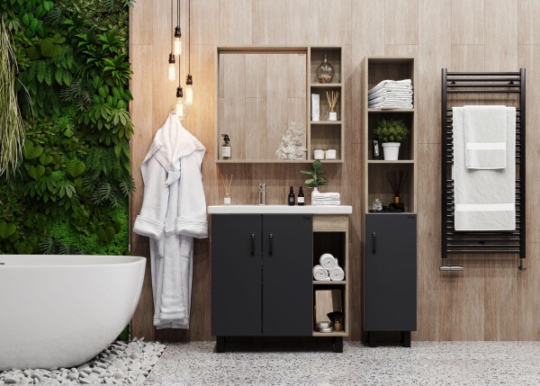 Тумба под раковину Onika Тимбер 108046 75 см R серая матовая (раковина Фостер 80)