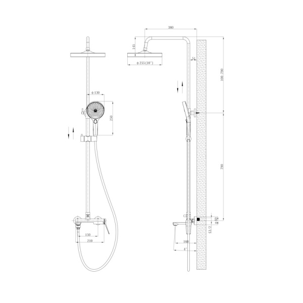 Душевая стойка со смесителем Esko Shanghai ST1425SHA хром глянцевая