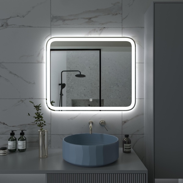 Зеркало Onika Магна 90x85 209029 белое с подсветкой и сенсором