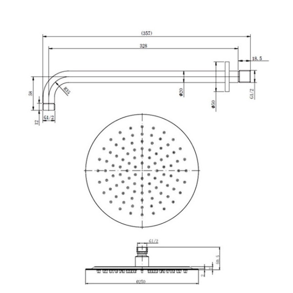 Верхний душ Caprigo Parts 99-523-crm хром