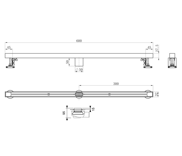 Душевой трап Wonzon & Woghand WW-65406T-BR никель брашированный