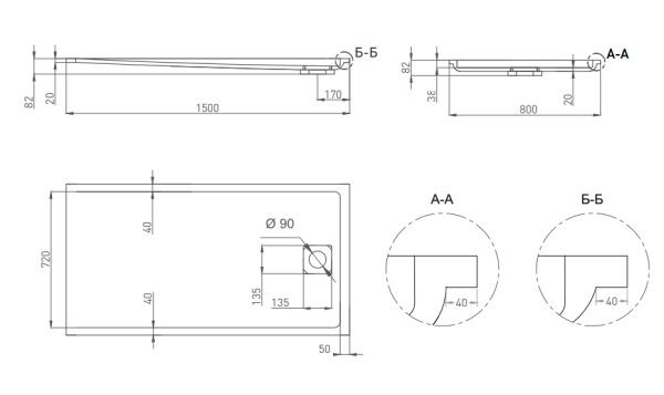 Душевой поддон Salini Capri 150x80 120211M белый матовый