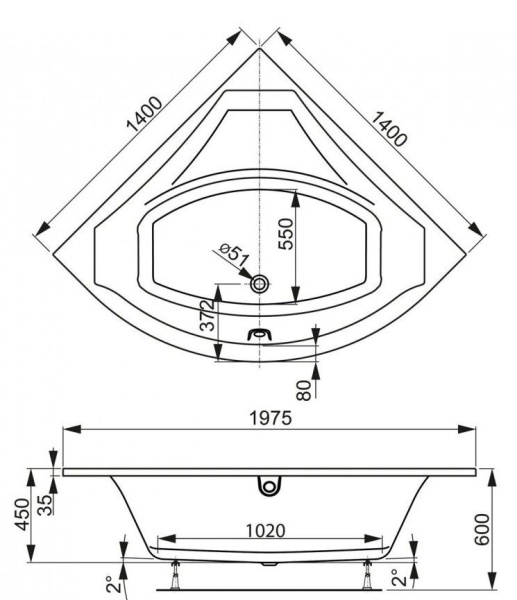 Ванна акриловая Vagnerplast Veronela 140x140 VPBA140VEA3X-04