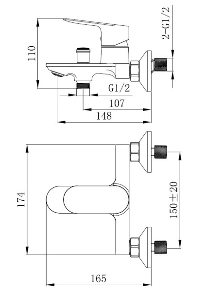 Смеситель для ванны Voda Shore Black SHR54B черный матовый