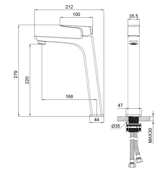 Смеситель для раковины Wonzon & Woghand Forza WW-239031-CR хром глянцевый