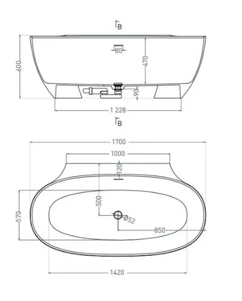 Ванна из литьевого камня Salini Alda Wall 170x90 101915G белая глянцевая пристенная