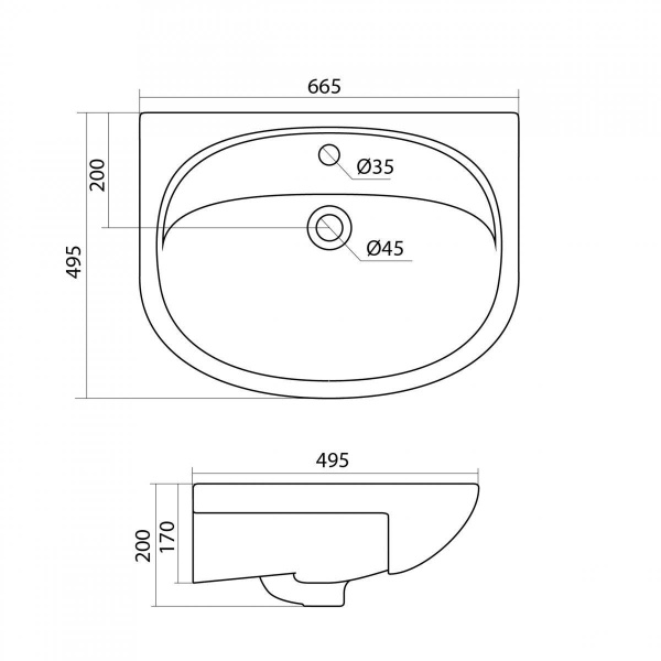 Встраиваемая раковина Santek Стелла 1WH110174 65 см белая
