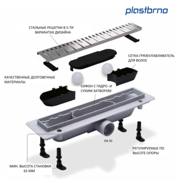 Душевой трап Plastbrno Design 4 SZA4400 40 см хром
