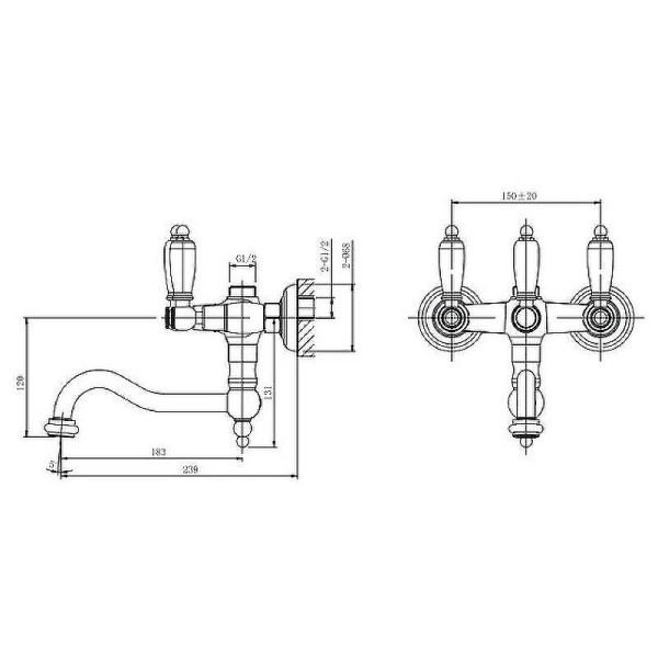 Смеситель для ванны Caprigo Adria-Classic 03-518-crm хром