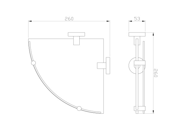Стеклянная полка для ванной Wonzon & Woghand Easy WW-8117 хром глянцевая