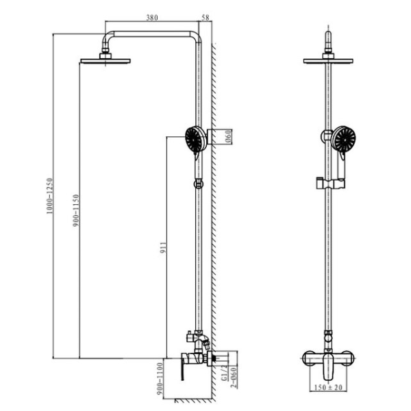 Душевая стойка со смесителем Caprigo Atlantic 51-315-crm хром