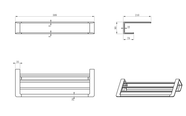 Полотенцедержатель Wonzon & Woghand WW-V2901-MB черный матовый с полкой