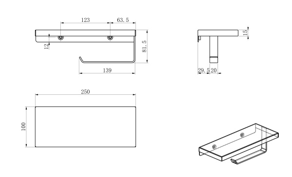 Держатель для туалетной бумаги Wonzon & Woghand WW-V2801-MB черный матовый