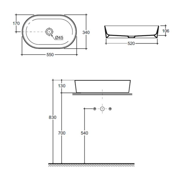 Мебельная раковина Onika Арена CDB00032078 55 см белая