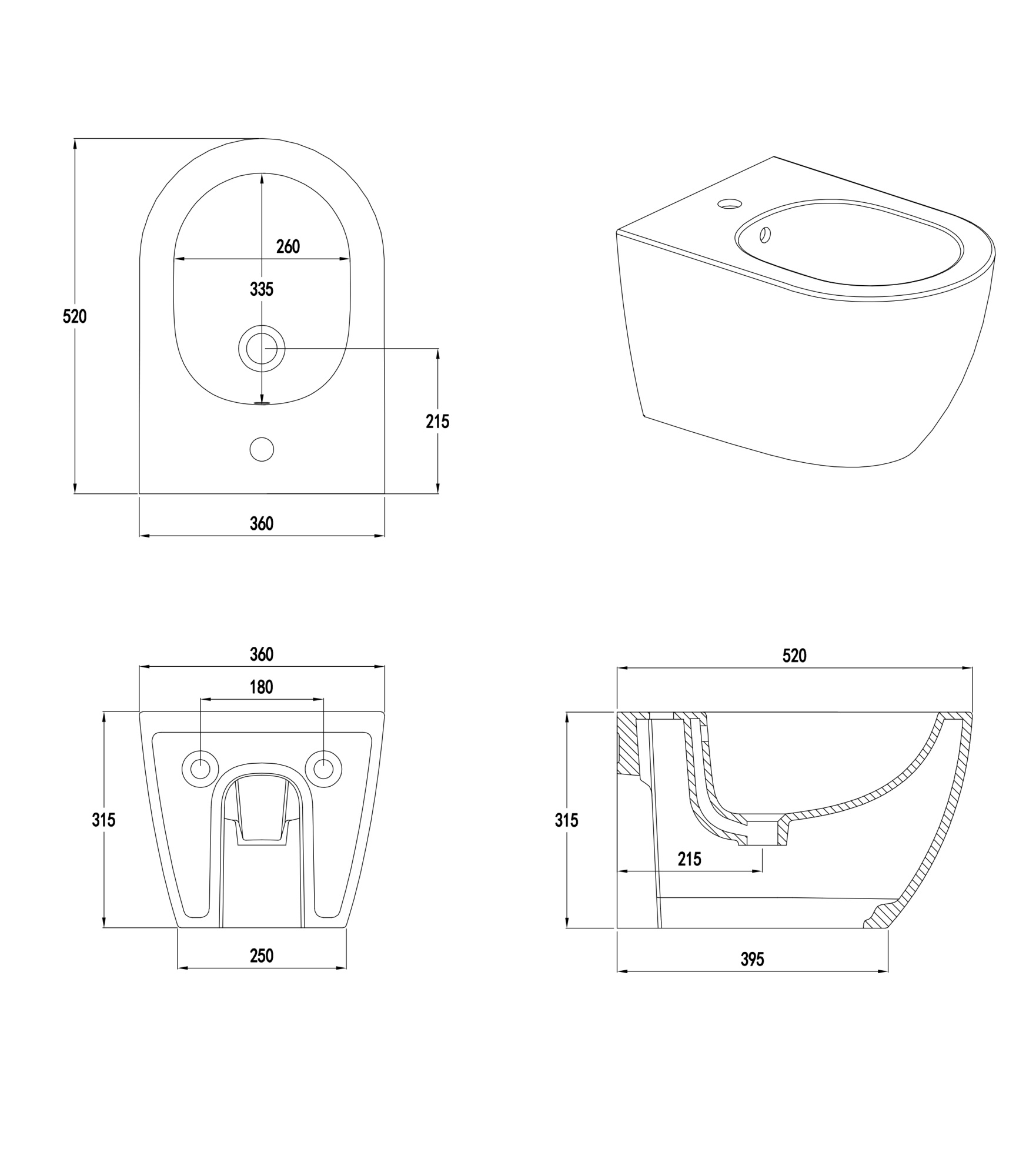 Биде Wonzon & Woghand Nile WW-UB5157-GW белое глянцевое