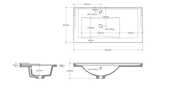 Встраиваемая раковина Onika 609001 90 см L белая