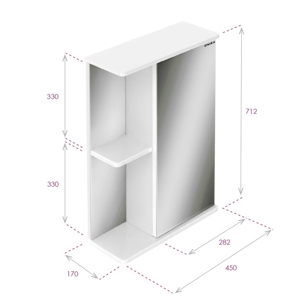 Зеркальный шкаф Onika Карина 204504 45 см белый