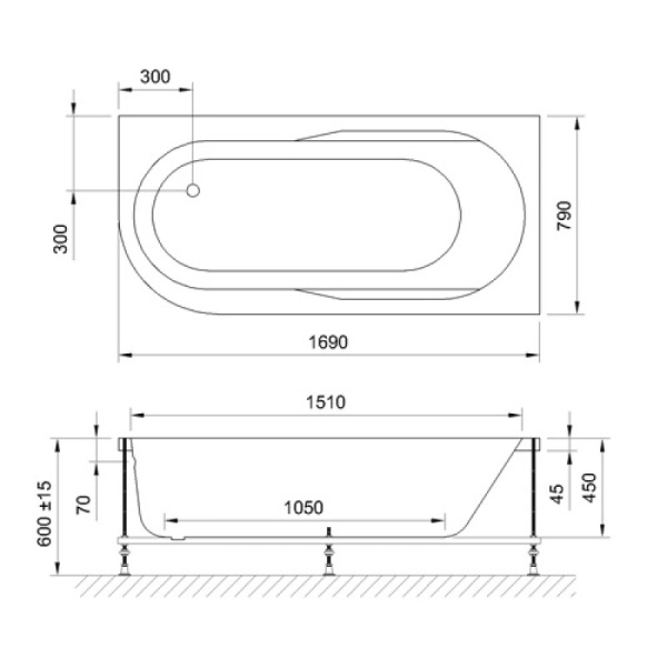 Ванна акриловая BellSan Амира 170x80 L BS.AM-A1700800L белая угловая