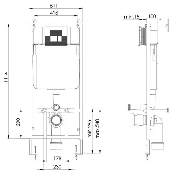 Инсталляция для унитаза Grossman 980.T1.02.110.110 с кнопкой смыва хром матовый