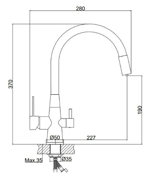 Смеситель для кухонной мойки Haiba HB76858-7 хром с гибким изливом и подключением фильтра