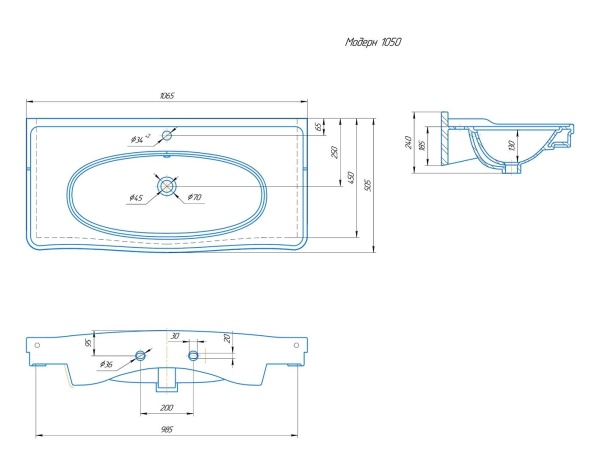 Мебельная раковина Onika Модерн 4640021063583 105 см белая