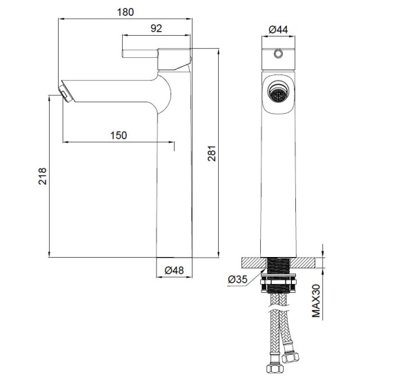 Смеситель для раковины Wonzon & Woghand Solo WW-239032-CR хром глянцевый