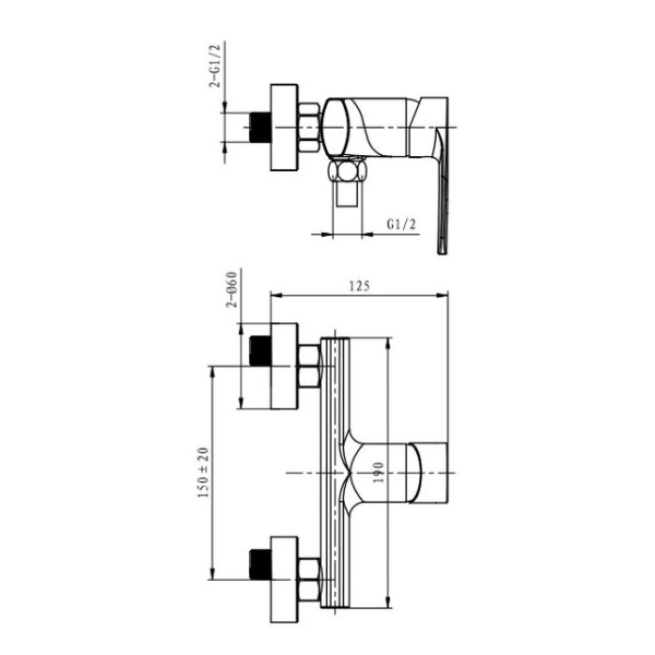Смеситель для душа Caprigo Atlantic 51-016-crm хром
