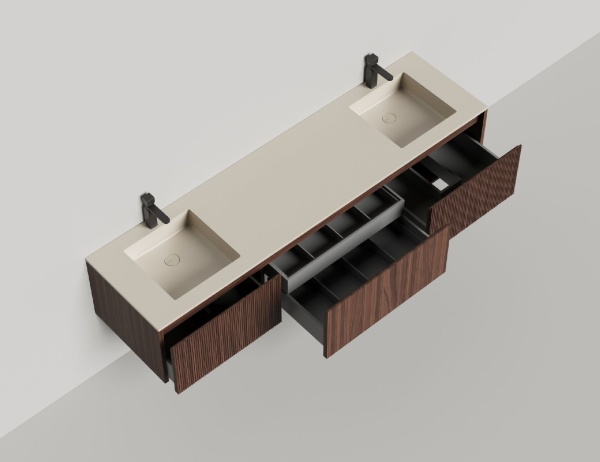 Тумба под встраиваемую раковину Salini Domino 200 см 27D220ADINF окрашивание по RAL шпон