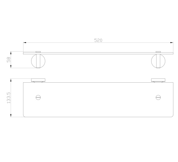 Стеклянная полка для ванной Wonzon & Woghand Simple WW-6527 хром глянцевая