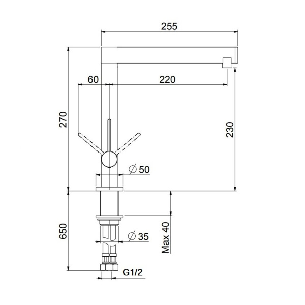 Смеситель для кухонной мойки Webert Spirit SO920302564 черный с хромом матовый