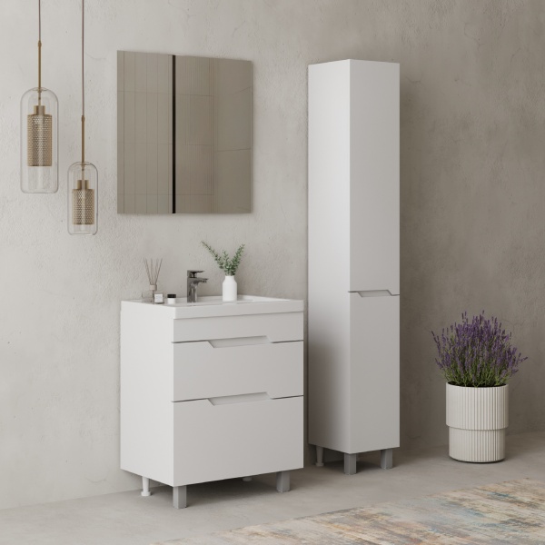 Тумба под раковину Onika Ламина 108072 75 см белая напольная (раковина Фостер 80)