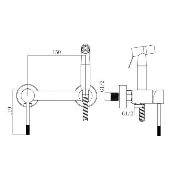 Смеситель гигиенический Voda Vessel Black VSL02B VODA черный матовый