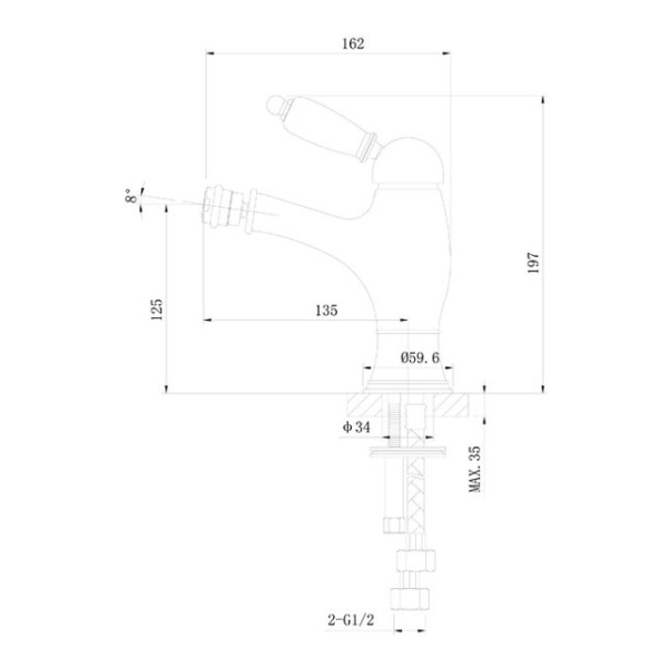 Смеситель для биде Caprigo Adria-Uno 02-533-vot бронза