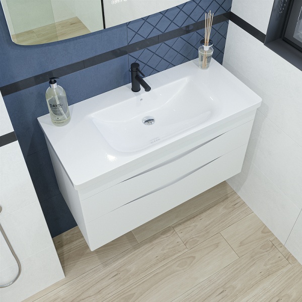 Тумба с раковиной Caprigo Lento 36214-SF027 100 см белая