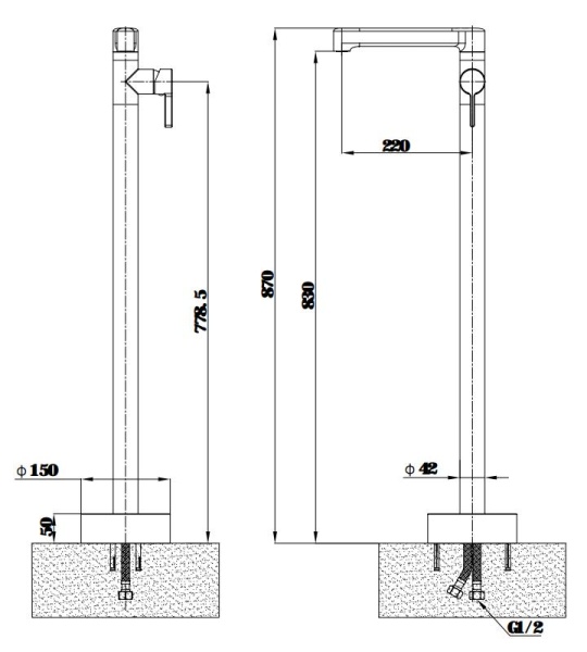Смеситель напольный Esko Sochi SC26XL хром глянцевый