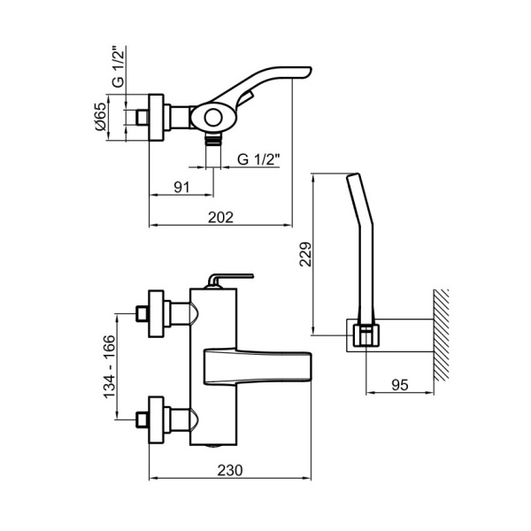 Смеситель для ванны Webert Wolo WO850101564 черный с хромом матовый с душевым гарнитуром