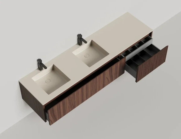 Тумба под встраиваемую раковину Salini Domino 200 см 27D220DIN окрашивание по RAL шпон