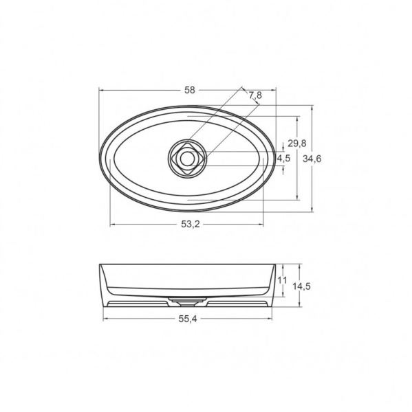Накладная раковина Riho Oval 60 см W025001105 белая
