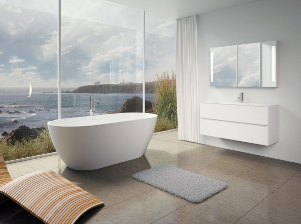 Ванна из искусственного камня Riho Bilbao 170x80 B118001105 белая матовая отдельно стоящая