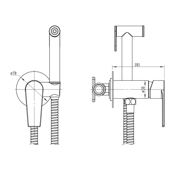 Смеситель гигиенический Esko Budapest BTSMH хром глянцевый встраиваемый