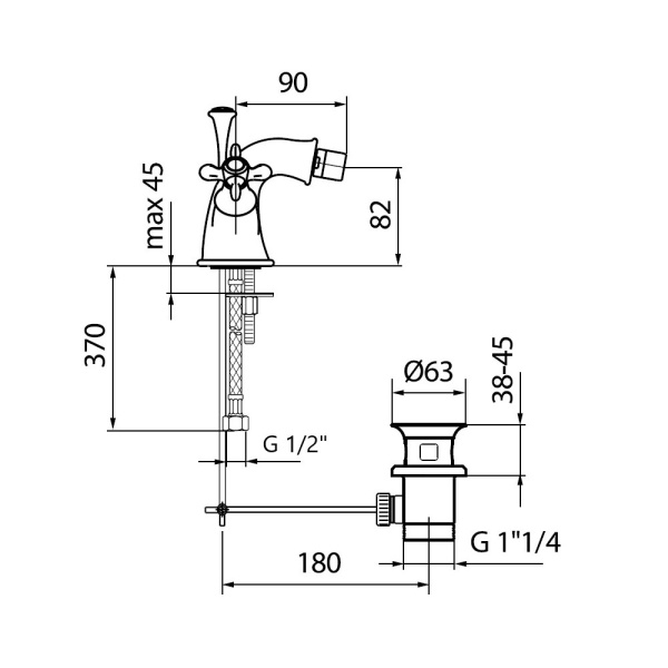 Смеситель для биде Webert Ottocento OT710102015 хром глянцевый